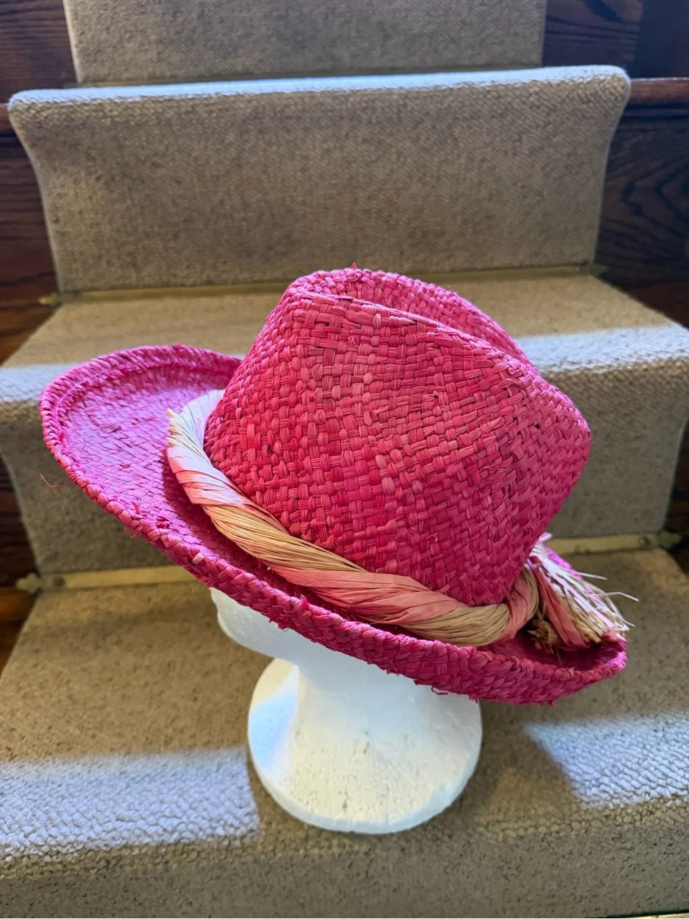 Betmar Women's Pink Straw Cowboy Style Sun Hat